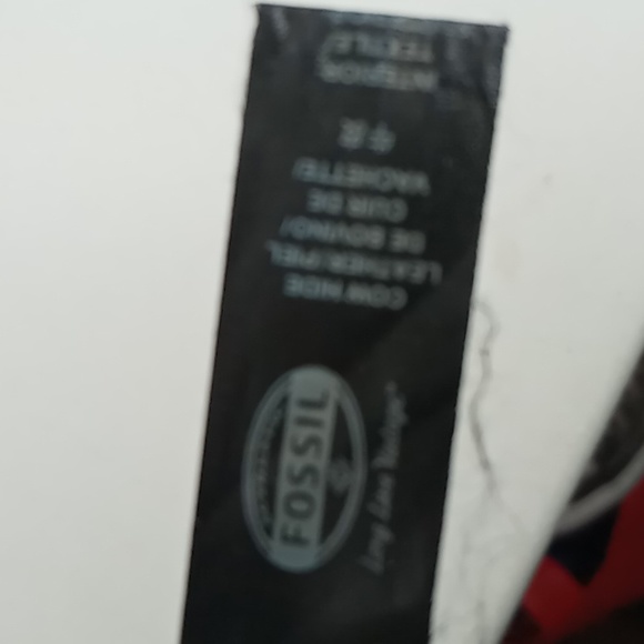 Fossil-Sydney -Striped Patchwork Clutch/Wallet /Fold-over Flap-Tan Taupe Leather - Picture 11 of 14